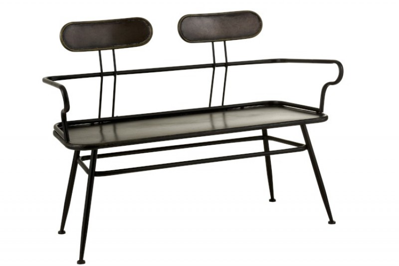 BENCH 2 SEAT BLACK METAL INDUSTRIAL   - BENCHES
